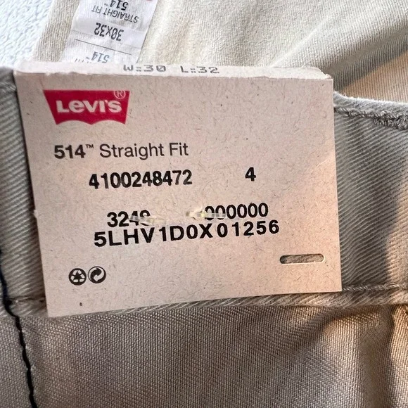 Levis 514 Pants Mens 30x32 Beige Straight Fit Khaki Chino Preppy NWT - Picture 4 of 10